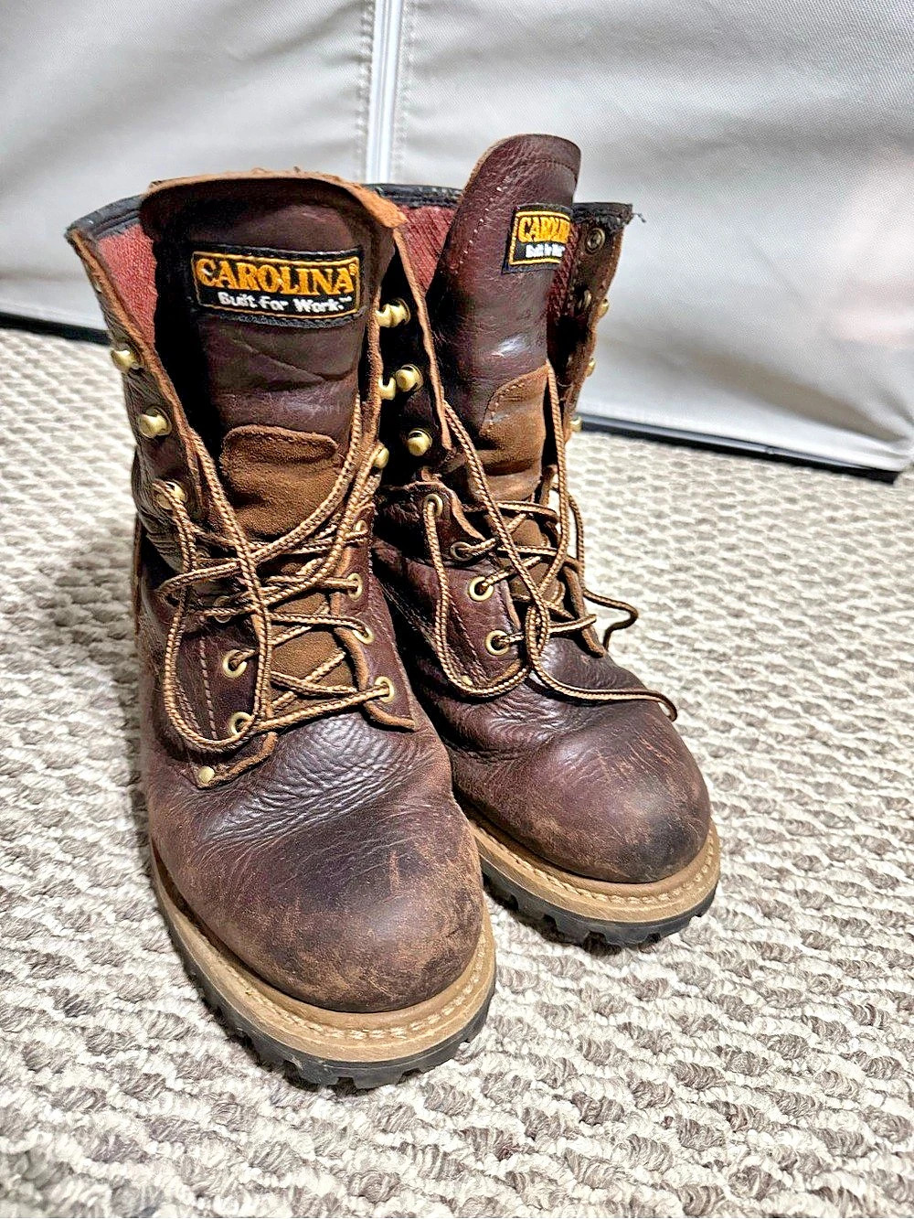 Carolina Logger 8-inch Work Boot Leather Combat Boots Brown US 8 W